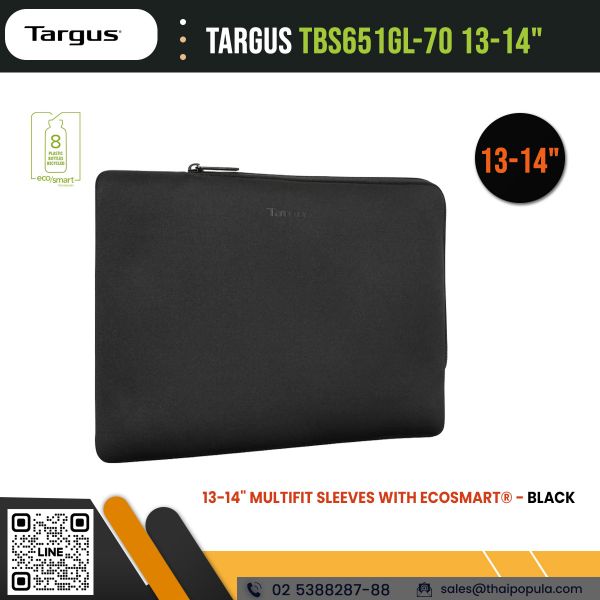 Targus TBS651GL-70 ซองใส่โน้ตบุ๊ก 13-14 นิ้ว – สีดำ ป้องกันแรง