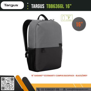 Targus TBB636GL 16" Sagano™ EcoSmart® Campus Backpack - Black/Grey