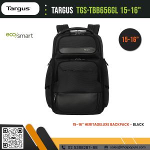 กระเป๋าเป้ Targus TGS-TBB656GL 15–16” HeritageLuxe Backpack, Black